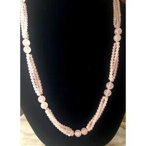Beaded Necklace Gemstones Pink Jadeite Tourmeline Unique Hippiecore Bohocore
